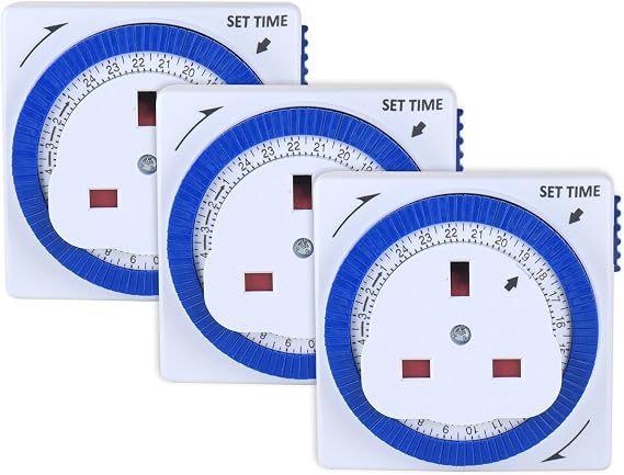 Mechanical Indoor Timer Socket Switch, 24 Hour Segment Timer Light Switch for Indoor Lights, Christmas Lights and Home Appliances,3 Pack.
