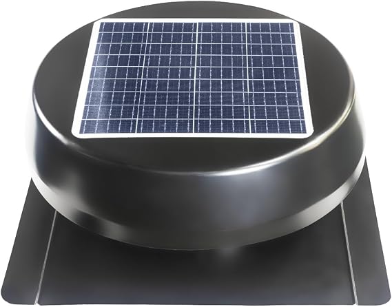 Maxx Air Solar Attic Fan with 12'' Nylon-Fiber-Aluminum Blades, Solar Powered Attic Exhaust Fan, Adjustable 25W/22V Solar Panel, IP68 DC Motor, Built-in Thermostat, Aluminum Mesh Guard