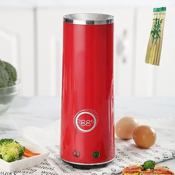 Roll Egg Roll Machine Over Easy Egg Cooker Stainless Steel Egg Cooker Breakfast Sausages Automatic Egg Master Stainless Steel Egg Roll Maker Vertical Nonstick Egg Cooker Host for Kids Adult,Red