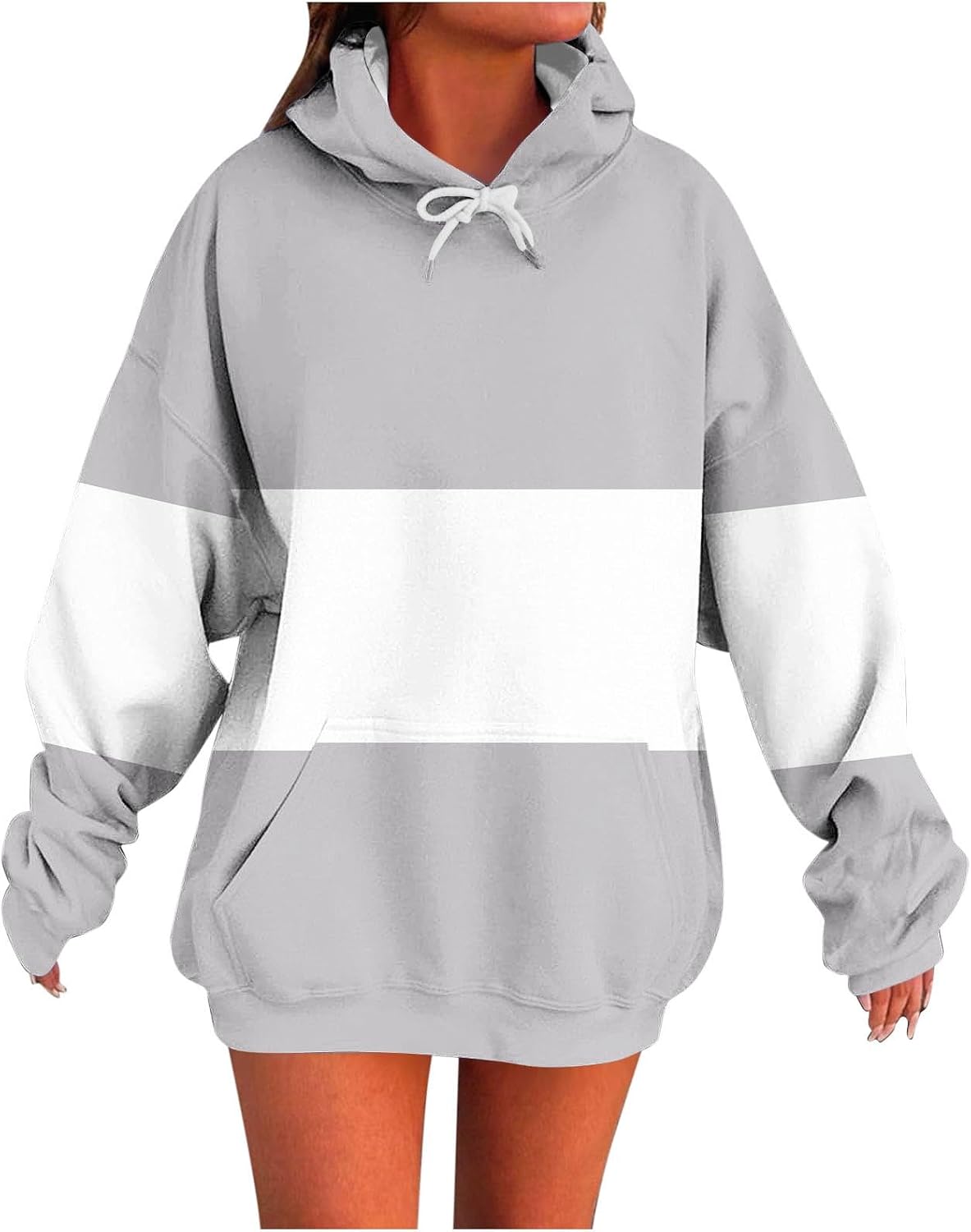 Womens Oversized Hoodies Trendy Hooded Fleece Sweatshirts Color Block Long Sleeve Pullover Fall Fashion Outfits 2025