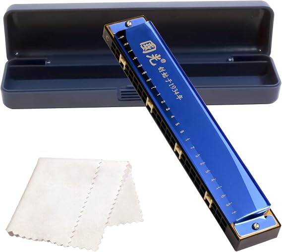 Blue - 24 Hole Profession Tremolo Harmonica Polyphony C Key