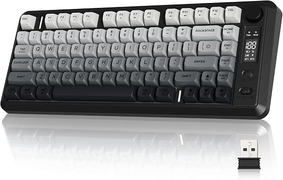FREEWOLF M75 82keys Compact PBT Gradient Keycap Wireless Keyboard-Moonlight