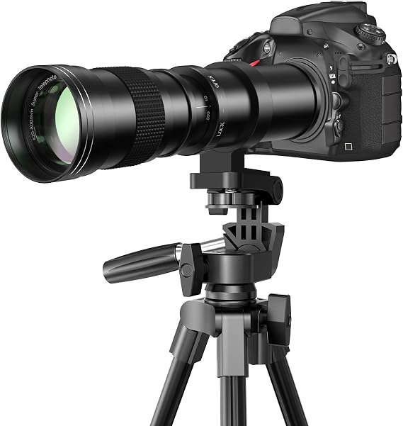 F 420-800mm F8.3 Telephoto Zoom Lens(MF) + T-Mount for Nikon D850/D750/D500/D7500/D610/D5600/D7200/D7000/D3500/D3400/D3300/D3200/D3100/D5/D6 - Manual Focus DSLR Cameras Lens(F-Mount)