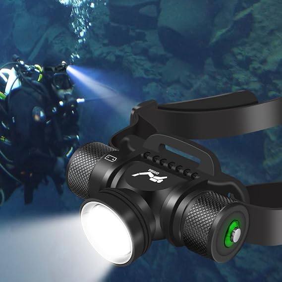 Super Bright Diving Headlamp, 5 Modes Professional Dive Headlight, Underwater 60M Head Torch for Swimming,Snorkeling, Caving,IPX8 Waterproof Dive Light