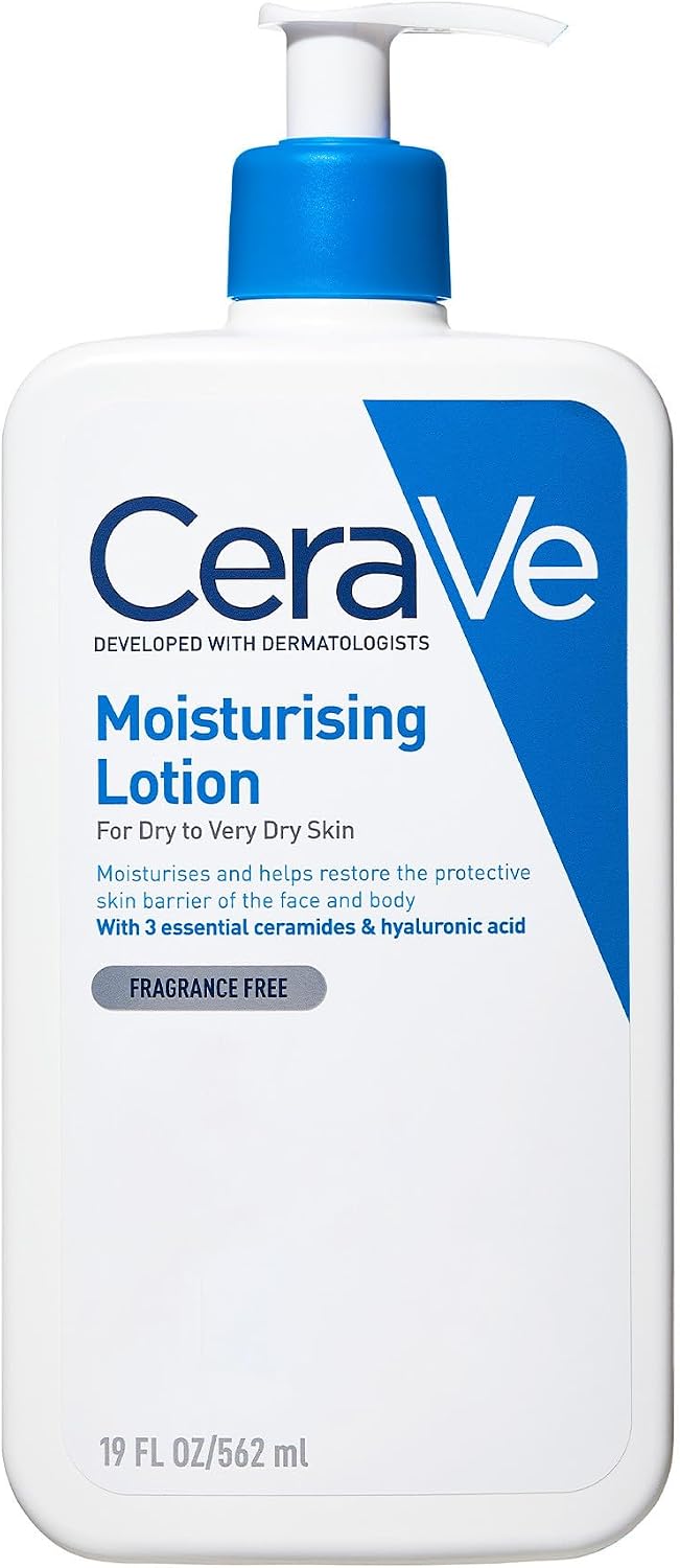 CeraVe Moisturising Lotion With Hyaluronic Acid and 3 Essential Ceramides for Dry to Very Dry Skin, Face & Body Lotion, Lightweight, Fast-Absorbing, Dermatologist Developed, 562 ml