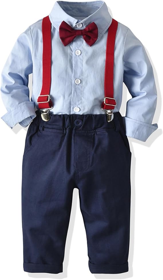 HZXVic Baby Boys Gentleman Outfits Suits,Toddler Boy Clothes Formal,Kids Dress Shirt+Bow Ties+Pants Set