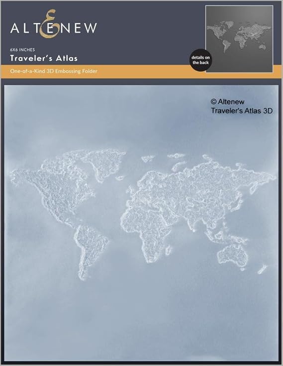 Altenew Traveler's Atlas 3D Embossing Folder, Easy to Use Embossing Folders for Paper Crafting, Three-Dimensional Projects, Embossing Folders for Cardmaking, Scrapbooking, and Journaling