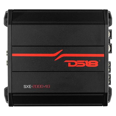 DS18 SXE-2000.4D/BK 4-Channel Car Amplifier Class D Full Range 4x 150 Watts RMS @ 4-ohm - Powerful and Compact Amp for Speakers in Car Audio System | Bridgeable Amp 4 Channels 2000 Watts Max Power