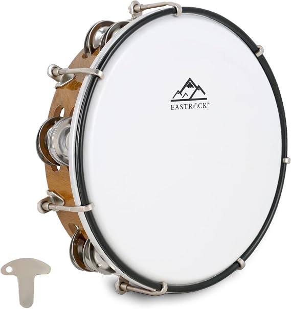 EASTROCK 8 inch Tambourine Adjustable for Adults Hand Held Plastic Tambourines Double Row Metal Jingles Percussion Musical Instrument 8 inch deep