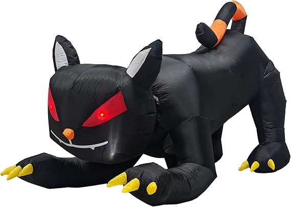 Vasitelan 6.5 FT Halloween Inflatables Outdoor Black Cat with Shakable Head, Blow Up Yard Decoration with LED Lights Built-in for Holiday Party Yard Garden