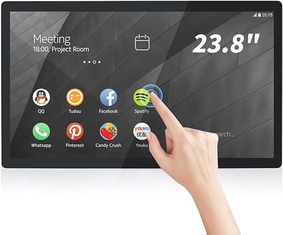 23.8 inch Android 14 Touchscreen Monitor Tablet, 16:9 FHD 1080P, WiFi & BT, Built-in Speakers, RK3576 8GB RAM & 128GB ROM, Smart Board for Classroom, Meeting & Game