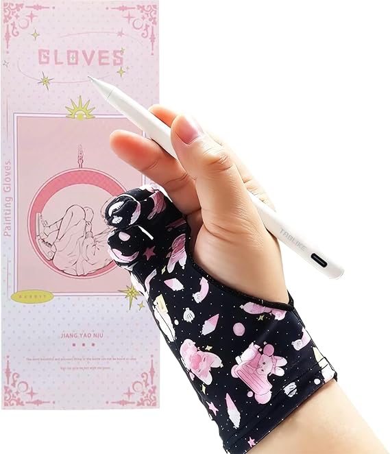 Artist Drawing Glove, Breathable Two Finger Digital Art Glove 3-Layer Palm Rejection Right/Left Hand Digital Graphic Tablet