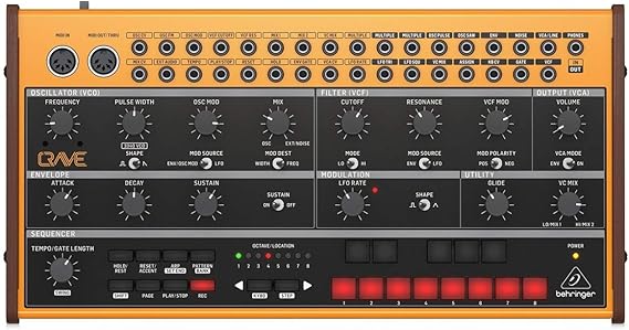 Behringer CRAVE Analog Semi-Modular Synthesizer with 3340 VCO, Ladder Filter, 32-Step Sequencer & Poly Chain