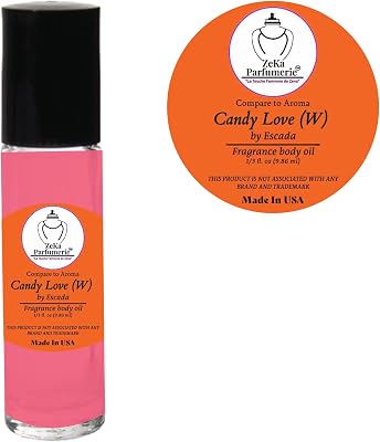 Compare to Aroma Compatible with Candy Love by Escada for Women Fragrance Body Oil on 13 oz 9.86ml Travel Size Roll-On Botlle