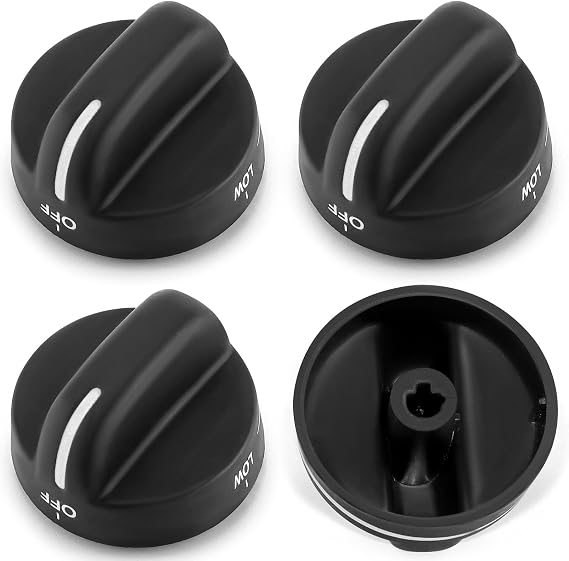AMI PARTS 8273103 Gas Range Stove Knobs Fit for Whirlpool Stove Knobs | 4Pack,Black, Replacements AP6012363 8273107 8273111 ER8273103 for Whirlpool Range/Oven
