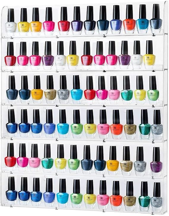Sagler Nail Polish Rack - Acrylic Nail Polish Organizer Holds up to 102 Bottles - Clear Nail Polish Holder Nail Polish Storage