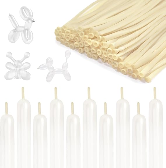 Clear 260 Balloons, 100PC Transparent Long Balloons for Party Garland Thickening Skinny Latex Twisting Balloon for Animals Modeling Magic Clown Wedding Birthday Xmas Party Decorations