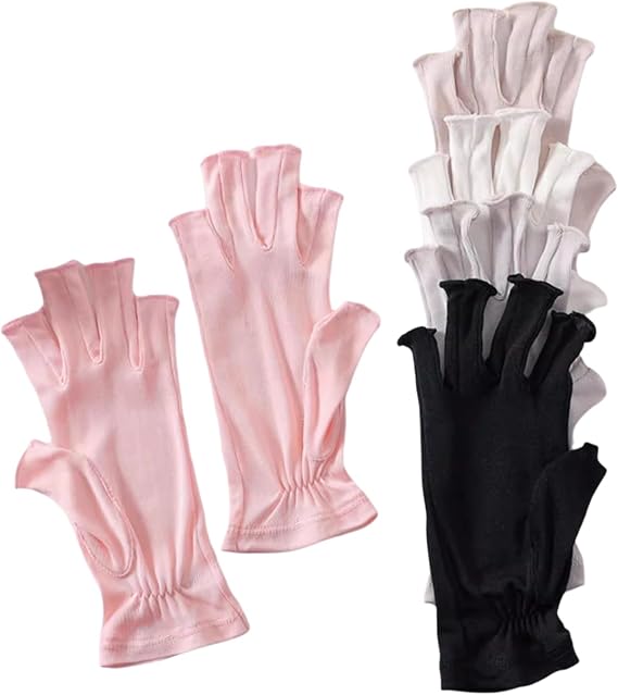 ZEEREE 2 Pairs 100% Silk Half Finger Gloves Fingerless Sun Protection UV Gloves Fishing Hiking Outdoor