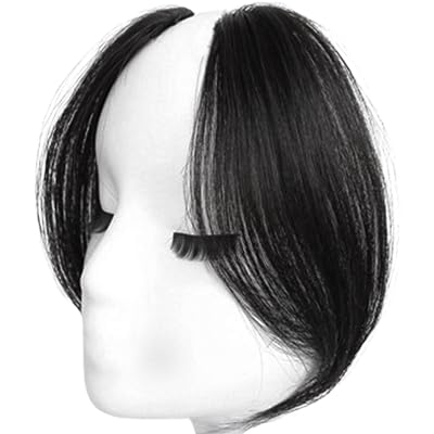 Side Bangs Clip in Bangs, 2Pcs Face-Framing Classic Curtain Bangs Middle Part Fringe Hair Pieces Fake Fringe Invisible Bangs for Women Daily Wear, Natural Black