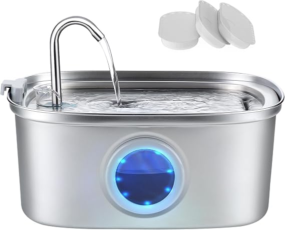 Stainless Steel Cat Water Fountain - 3.2L/108oz Cat Drinking Fountain
