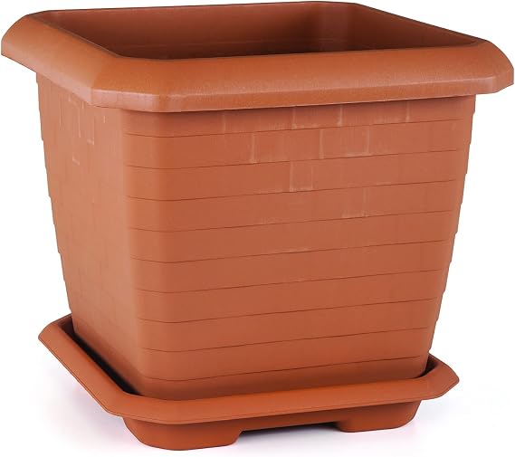Serinova HK04 Hisar Kare Saksı No:4 Tabaklı 44,2 cm, 44 Litre Kiremit