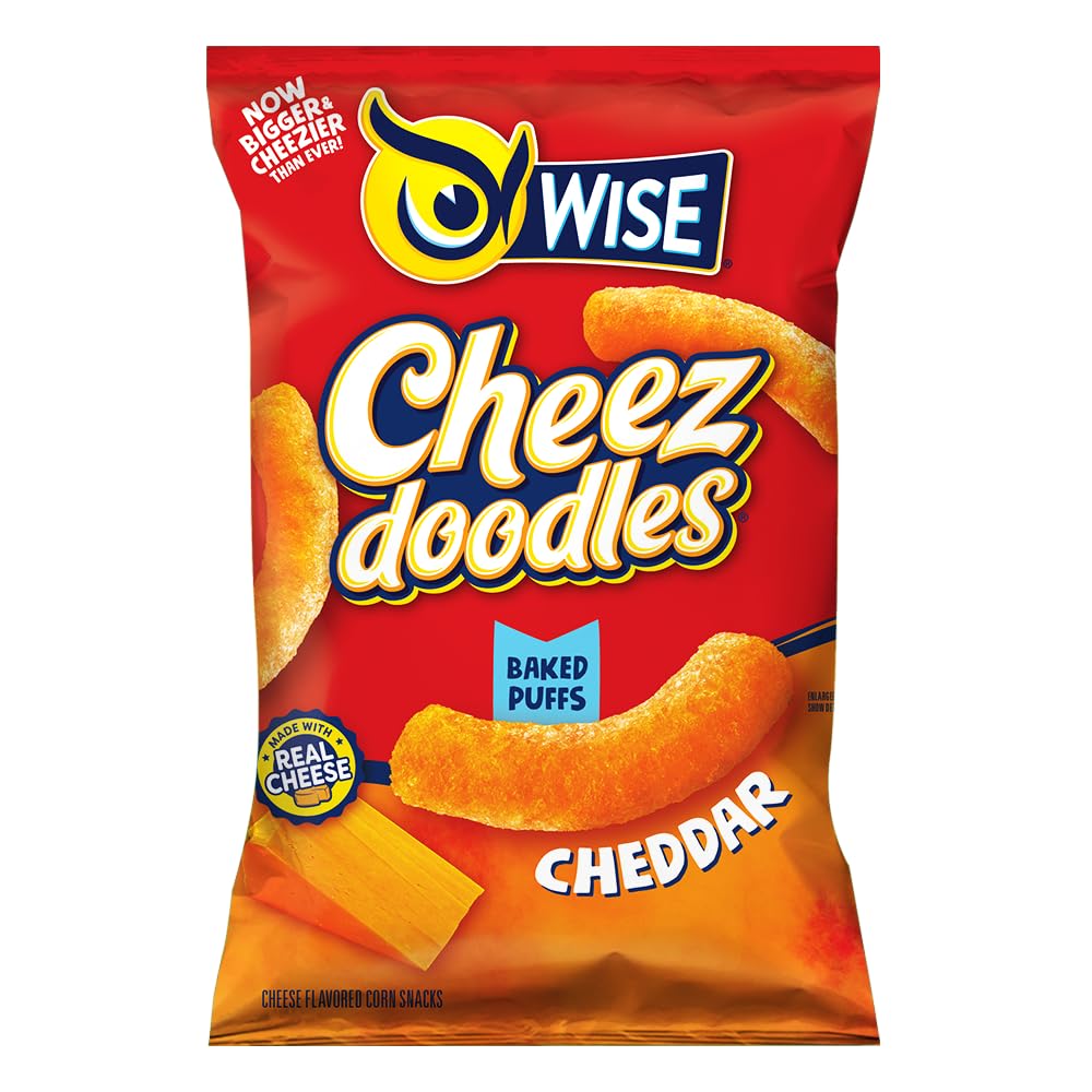 Wise Snacks Cheez Doodles Cheese Puffs Individual Bags, Real Cheddar Cheese, 1.125 Ounce 36 Count, Gluten Free
