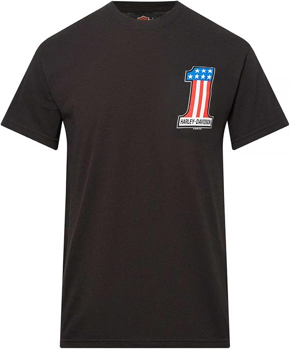 Harley-Davidson Men's RWB #1 Logo Short Sleeve Crew-Neck T-Shirt, Black