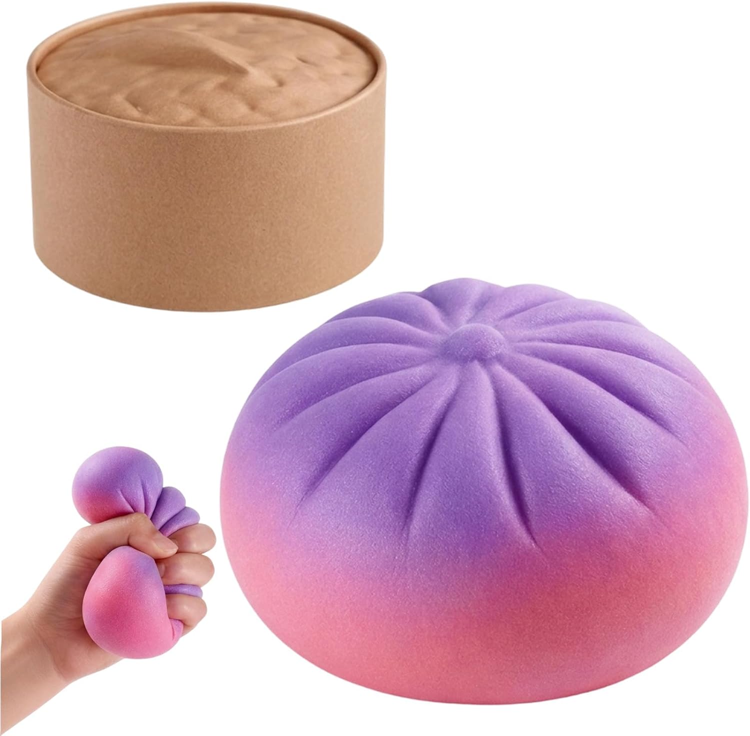 1 Big Dumpling Squishy, Dumpling Squishy, Adorable and Quirky for Home Decor Aficionados and Desk Ornament Lovers in Purple Pink Gradient