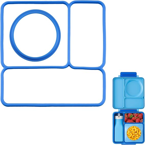 Vacuum Bottle Seal Gasket and Lid Seal Gasket Suitable For OmieBox - bento box accessories - Food-Safe Silicone Rubber (Blue) - Lunch Box NOT Included - Compatible with omie lunch box