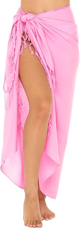 SHU-SHI Sarong Wraps for Women Long Beach Sarong Pareo Wrap Skirt with Coconut Clip, One Size