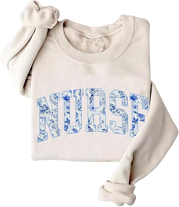 Floral Nurse Sweatshirt Funny Nurse Life Crewneck Sweatshirt Gift