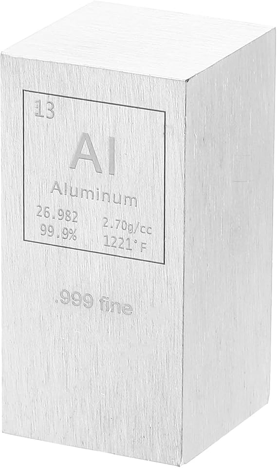 PATIKIL Aluminum Cube, 1x1x2" Al Density Stick High Density Element Rod Unique Metal Cube Periodic Table of Elements Collections Lab Experiment Teacher Scientific Classes