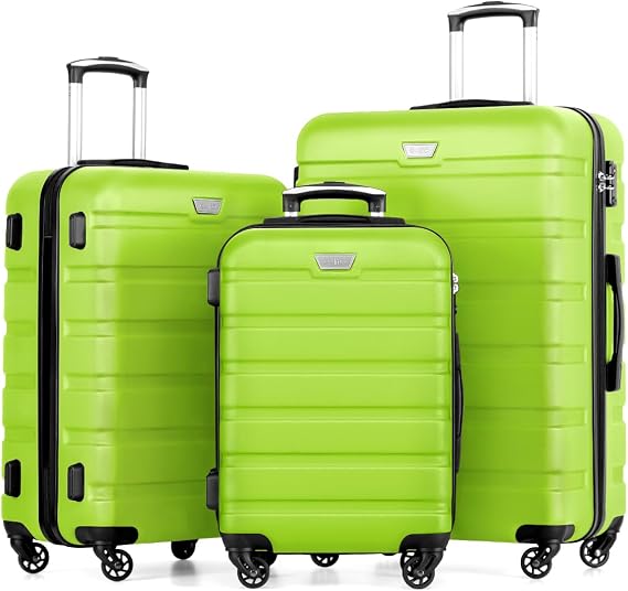 COOLIFE 3 Piece Luggage Set for Family,ABS+PC, Lightweight Durable Suitcase