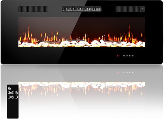 50" Electric Fireplace|1400W|400ft2 Living Room|Wall Fireplace|Touch&Remote