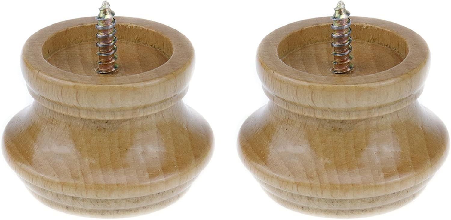 T Tulead Wood Curtain Rod Finial Screw on Drapery Rod End Caps Pack of 2 Wood Color