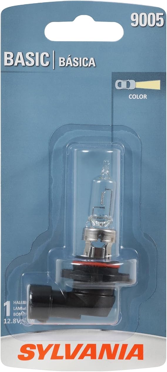 SYLVANIA 9005 Basic Halogen Headlight Bulb, DRL Use, 1 Bulb | Standard Halogen Replacement Bulb with Dependable Everyday Output and an Easy, Direct-Fit Installation