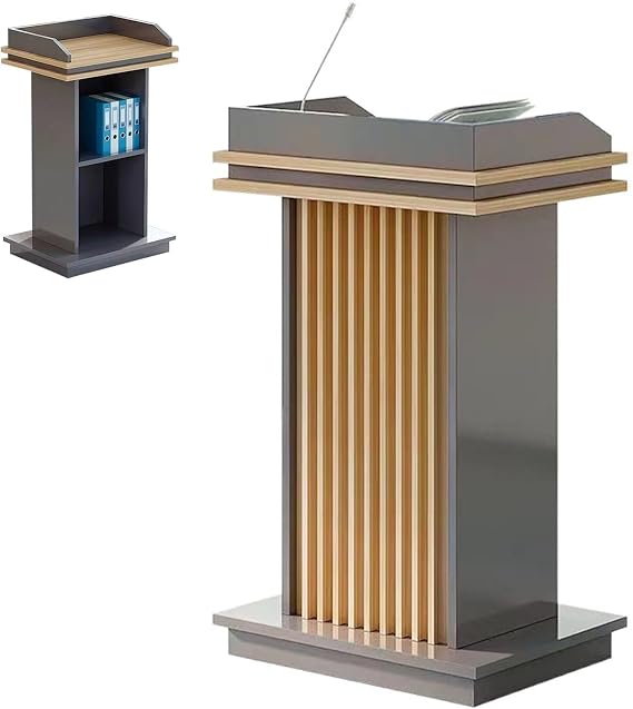 Wooden Podium Stand with Heavy Base, Lectern Pulpit for Church, Office Conference Room, Teacher Podium Desk for Auditorium and Classroom(White)
