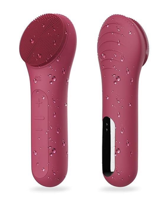 Face Scrubber, NagraCoola CLIE Facial Cleansing Brush, Waterproof and Rechargeable Face Scrub Brush for Men & Women, Cleansing, Exfoliating and Massaging, Electric Face Wash Brush - Berry