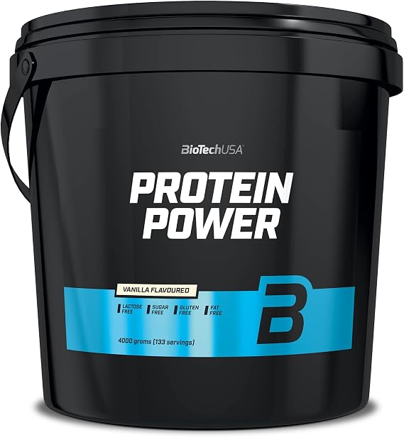 BioTechUSA Protein Power | High Protein, Sugar-Free, Lactose-Free, Gluten-Free | Added Creatine, 4 kg, Vanilla
