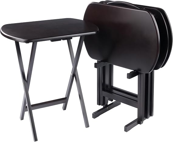 Winsome Corbett Set of 4 Oversized Foldable Snack Tables with Storage Rack