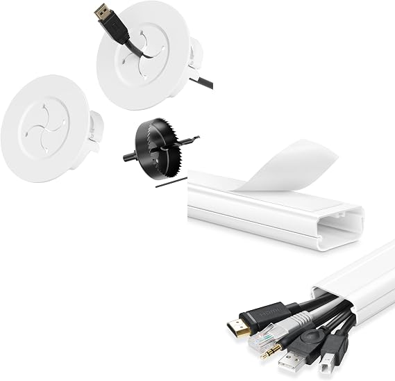 Cord Hider for Wall Mount TV, in Wall Cable Management Kit for Large Capacity & TV Cord Hider - 39 Inch White