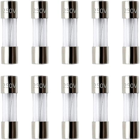 SIXQJZML 10 Pack F5AL Fast-Blow Fuse 5A 250V Glass Fuses 0.2 x 0.78 inch / 5 x 20 mm (5amp) (F5A)