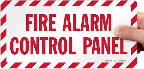 SmartSign - LB-1533-EU-05x10 "Fire Alarm Control Panel" Label | 5" x 10" Laminated Vinyl Red on White