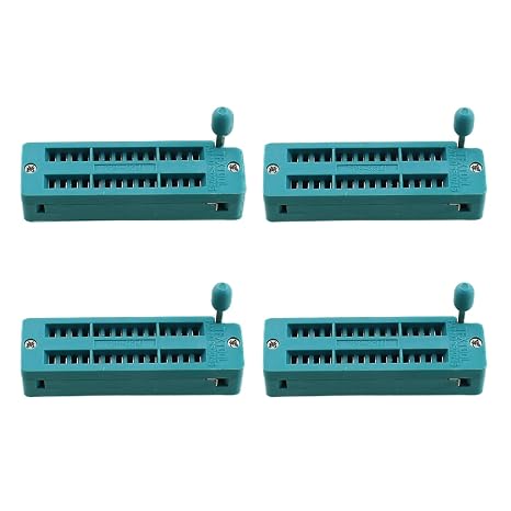 RLECS 4PCS 28 Pin Universal ZIF IC Test Socket Chip Testing Base 2.54mm Pitch for Microcontroller and Solder Prototyping