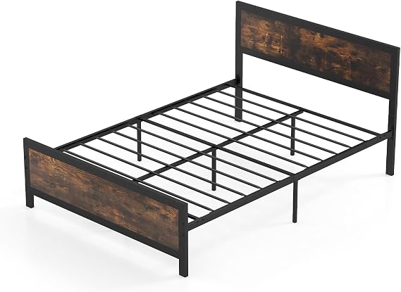 Nightcore Full Metal Platform Bed Frame with Headboard & Footboard, Heavy-Duty Slat Support, 11" Under-Bed Clearance, No Box Spring Needed, Quick Assembly (Full)