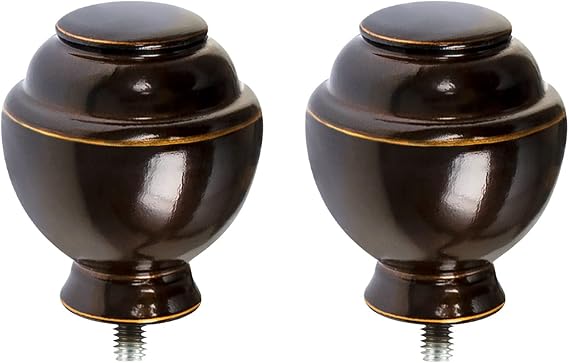 KAMANINA Bronze Round Finials for Curtain Rods 3/4 or 5/8 Inch, Set of 2