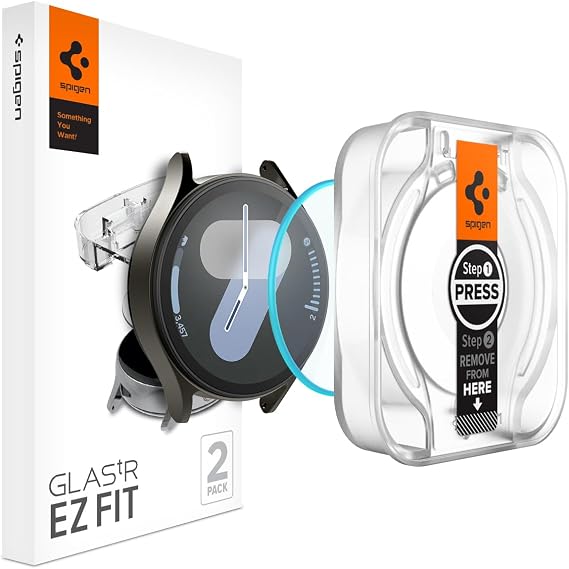 Spigen Galaxy Watch 7 (44mm) ile Uyumlu Kolay Kurulum Cam Ekran Koruyucu GLAS.tR EZ Fit HD (2 Adet) Şeffaf - AGL08493 (Spigen TR Garantili)