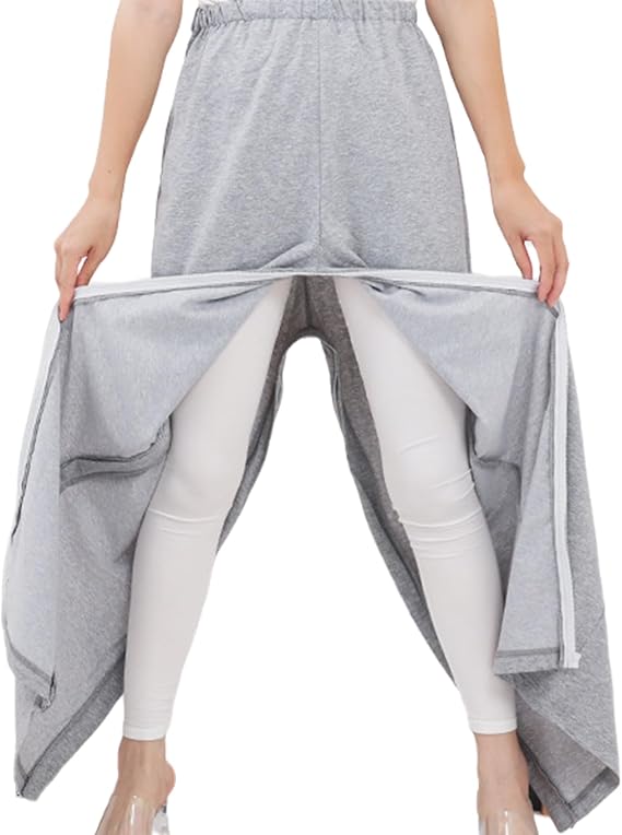 Unisex Fracture Pants,Bedridden Patient Clothing,Disability Clothing,Adult crotchless pants,Zippers Full Open Down Sweatpants,Leg Post Surgery Pant for Fracture/Surgery Patients