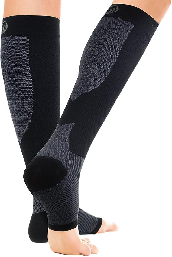 OrthoSleeve FS6+ Compression Foot & Leg Sleeve (1 Pair) for Plantar Fasciitis, Heel Pain, Achilles Tendonitis, Shin Splints, Venous Insufficiency and Leg Cramps
