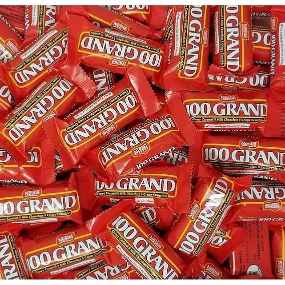 100 Grand Milk Chocolate Candy Bars, Wrapped Retro Candy, (Pack of 60oz) + GIFT VEMAX STORE